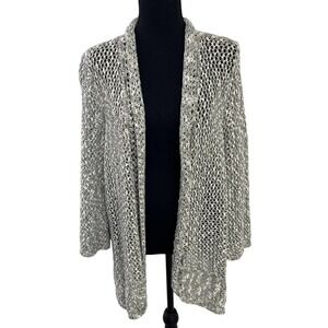 Chico's Grey White Knit Cardigan 16